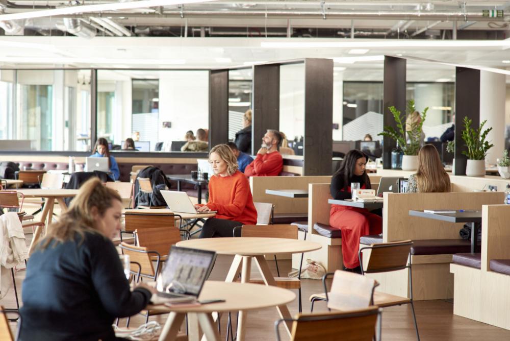 The new office space designed with multiple desk areas to encourage agile working