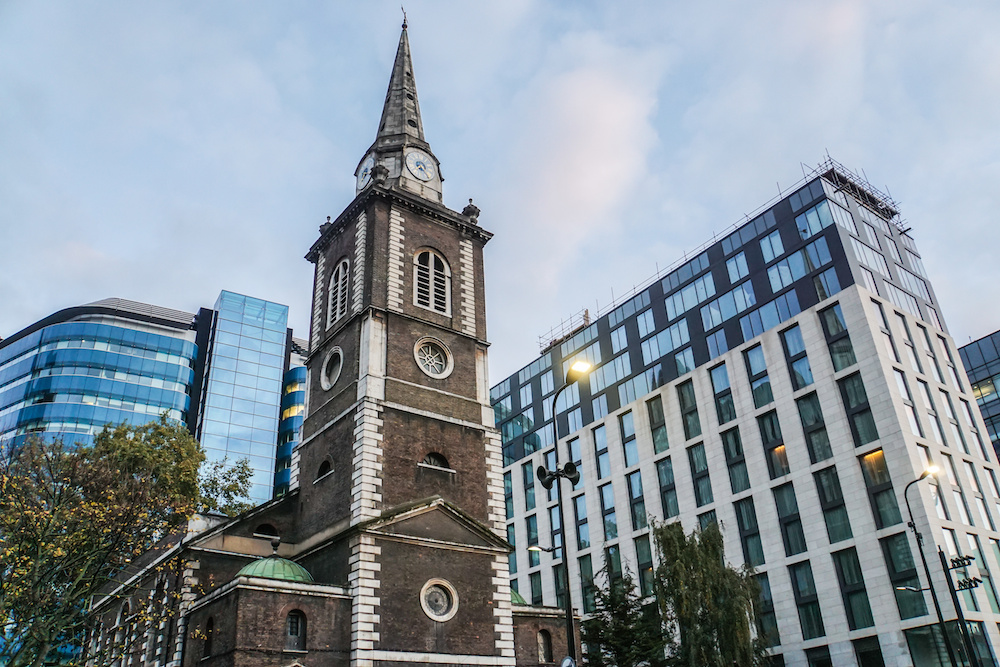 clock on Church of St. Botolph Aldgate