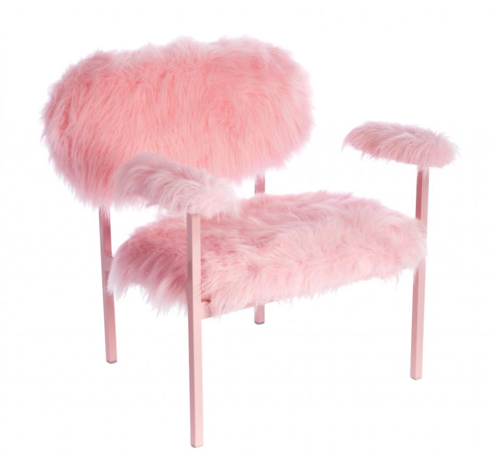 Furry pink chair