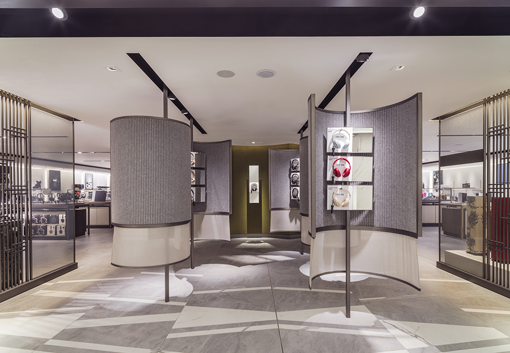 'Headphone Forest' featuring acoustic panelling