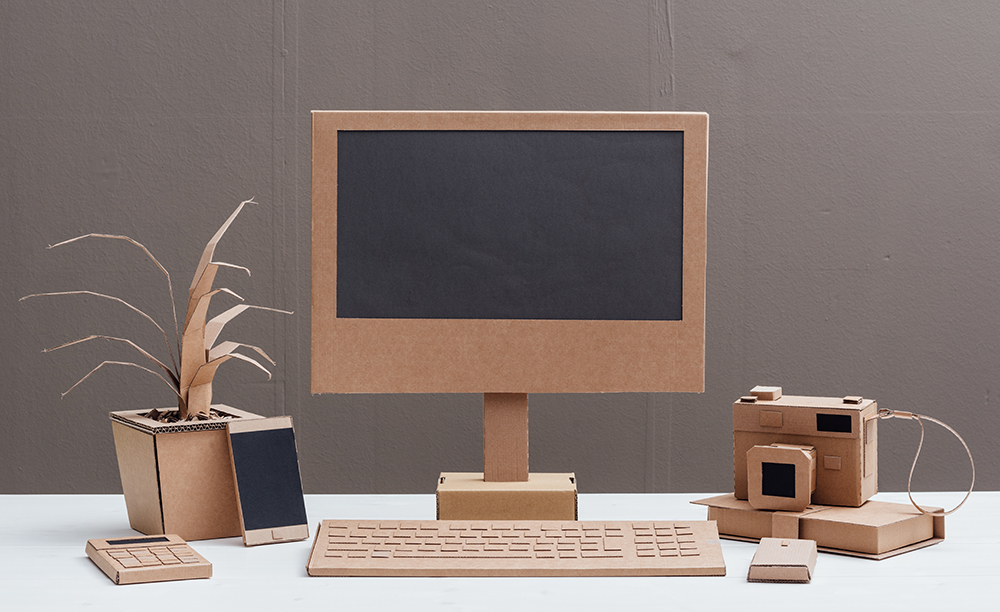 Computer made from recycled cardboard