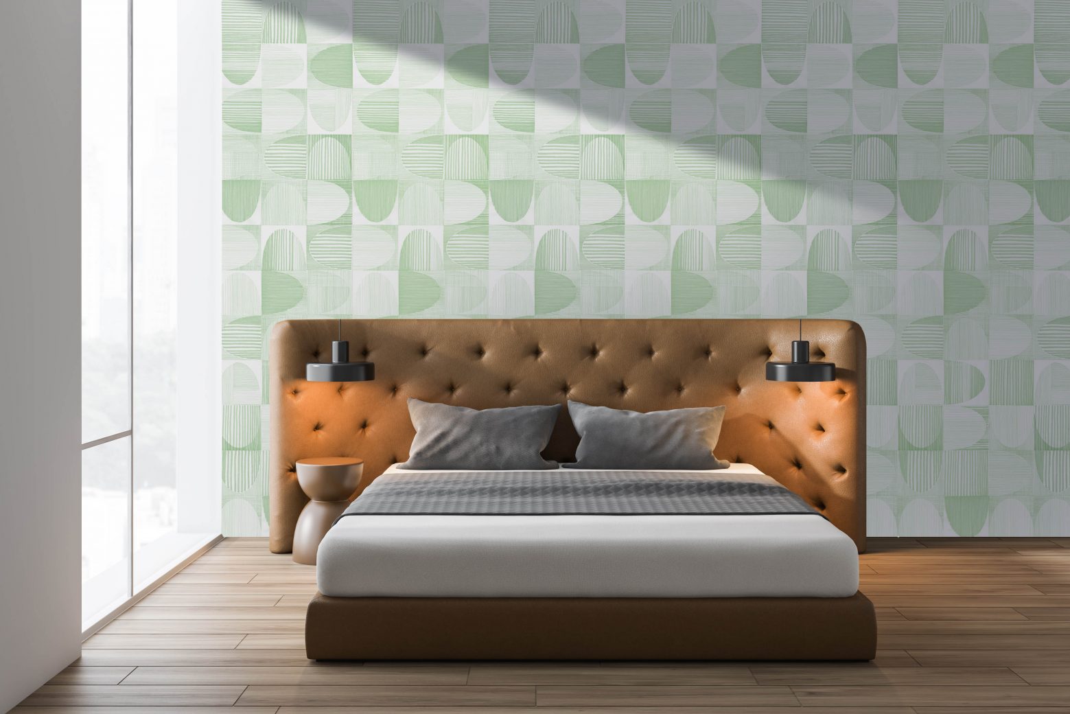 Sketch Mint wallcovering in a hotel