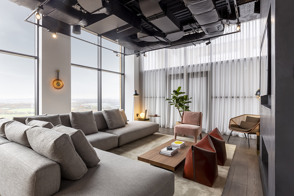 Inside a modular building living room