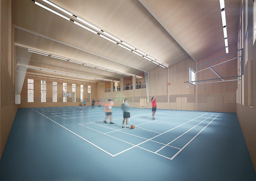 CGI of inside King's Cross Sports Hall