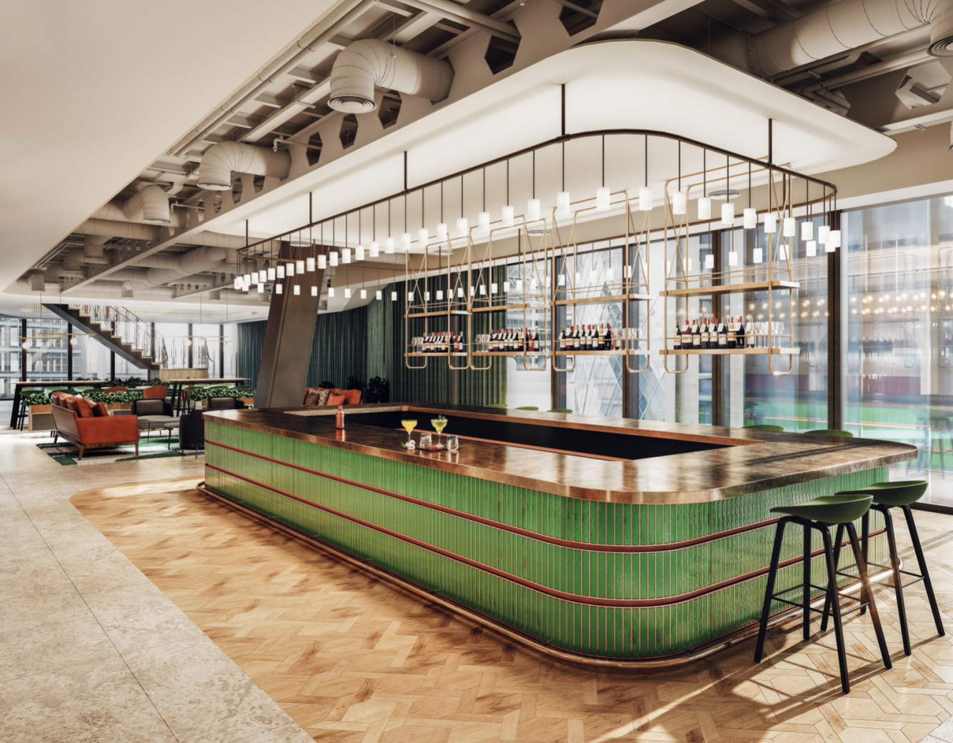 The bar at Convene’s new space at 22 Bishopgate