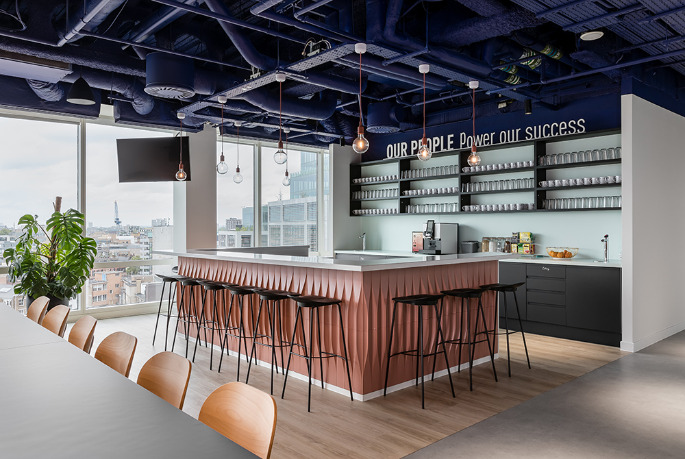 Oktra Trayport Commercial Interior Design fit out central bar design