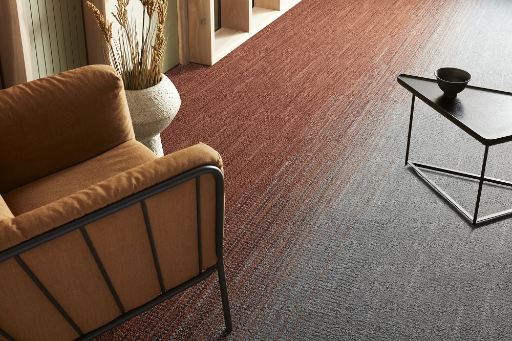 Interface Woven Gradience carpet flooring orange