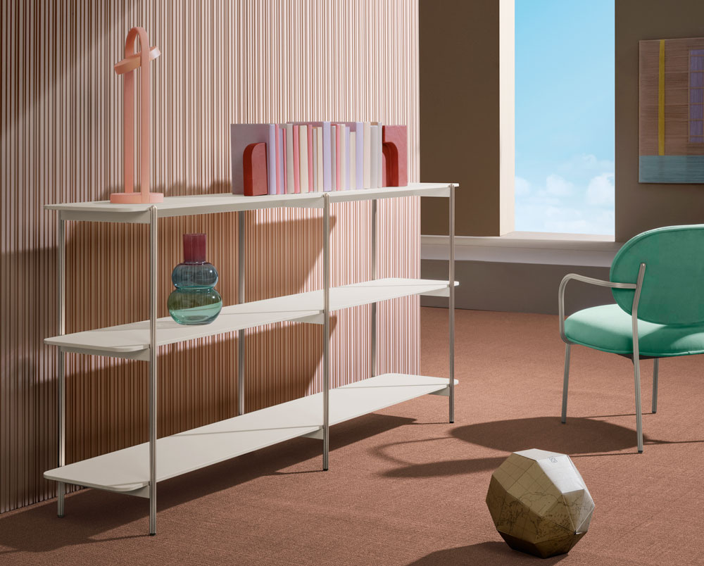 pedrali blume white shelving unit in colourful interior design settings