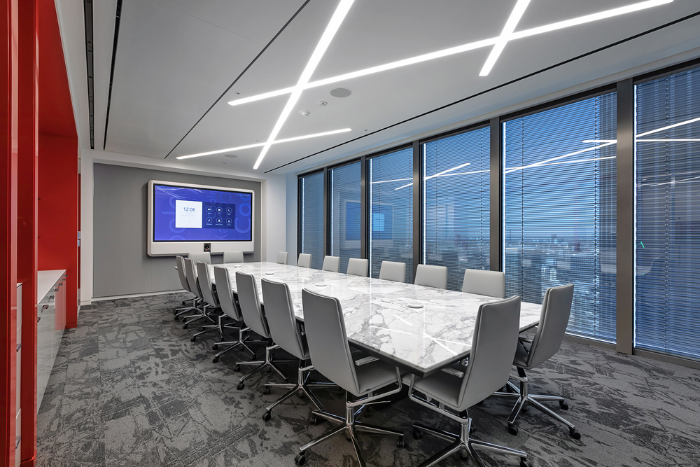 Recessed LED linear lighting feature designed by Synergy Creativ design team