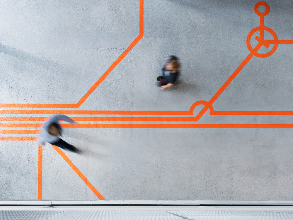 Floor wayfinding at THG Ingenuity campus