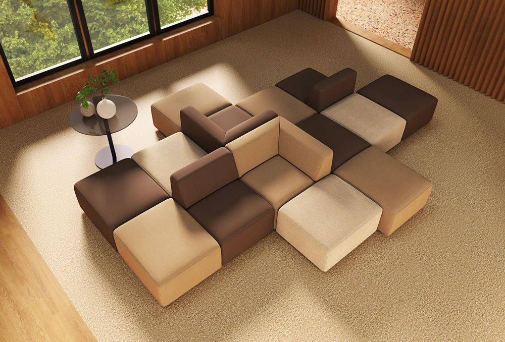 sixteen3 Sedir modular seating in abstract island layout
