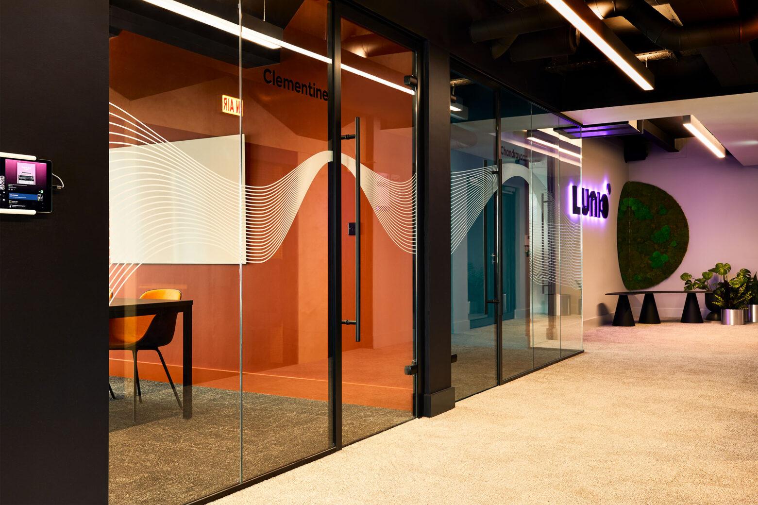 Perspex glass and Lunio branding
