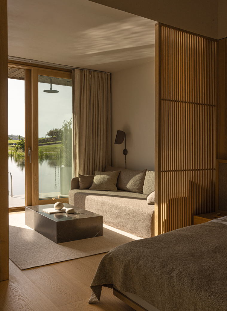 Norm Architects SJOPARKEN - Japandi Waterside Lodge Bedroom.